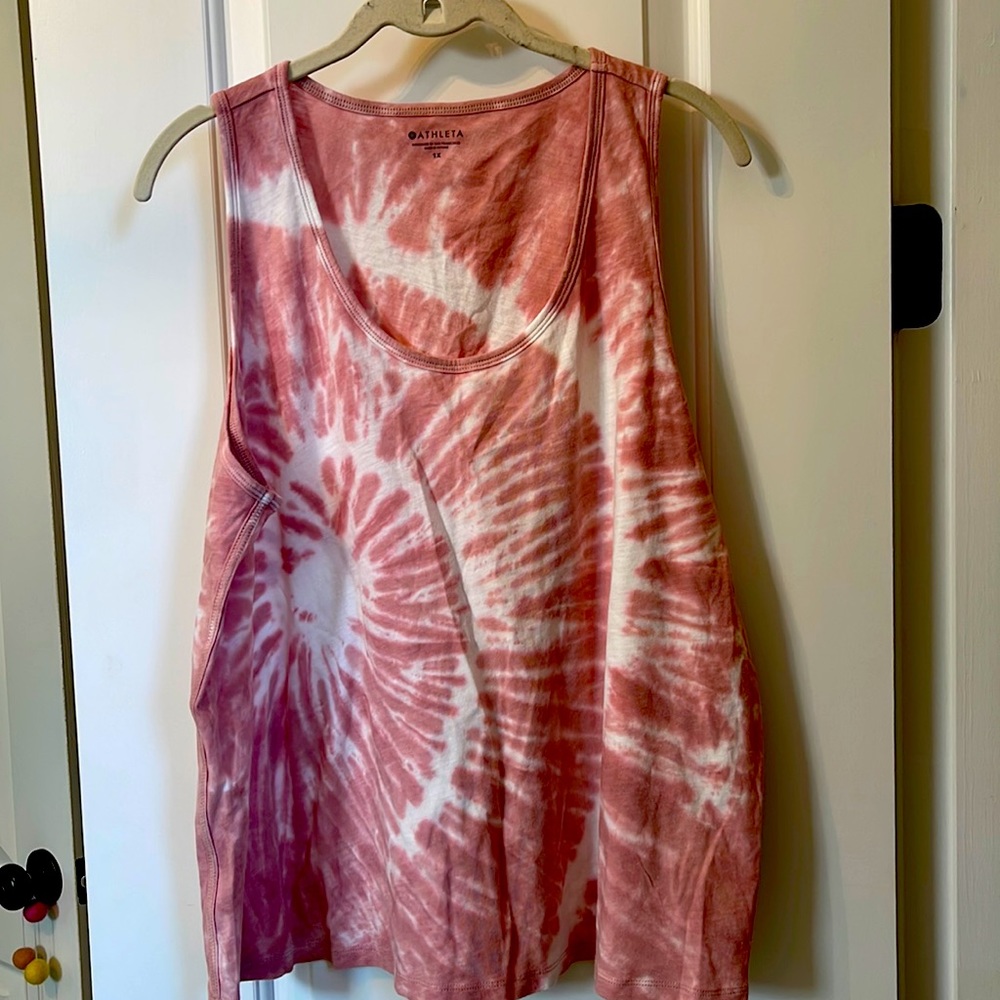 Athleta Pink and White Tie-Dye Tank Top